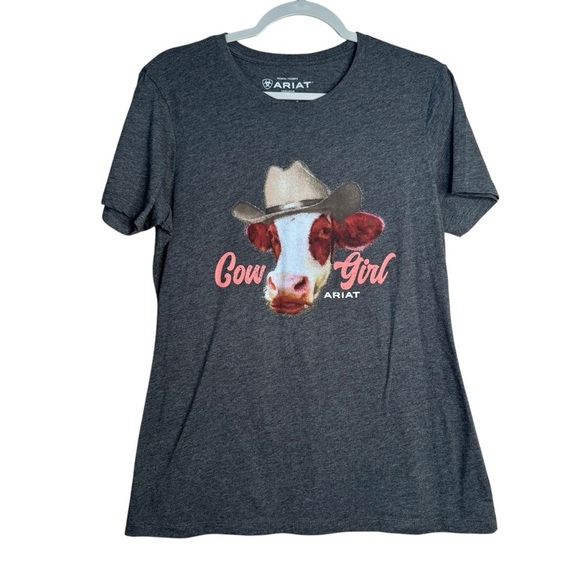 Ariat Cow Girl T-Shirt in Charcoal Heather Large L - Picture 2 of 6